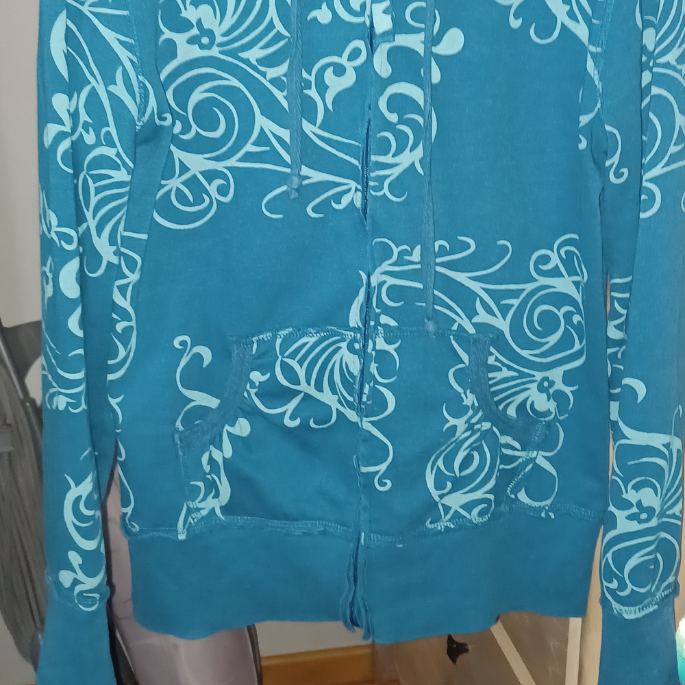 Vanity Teal and White Patterned Hoodie